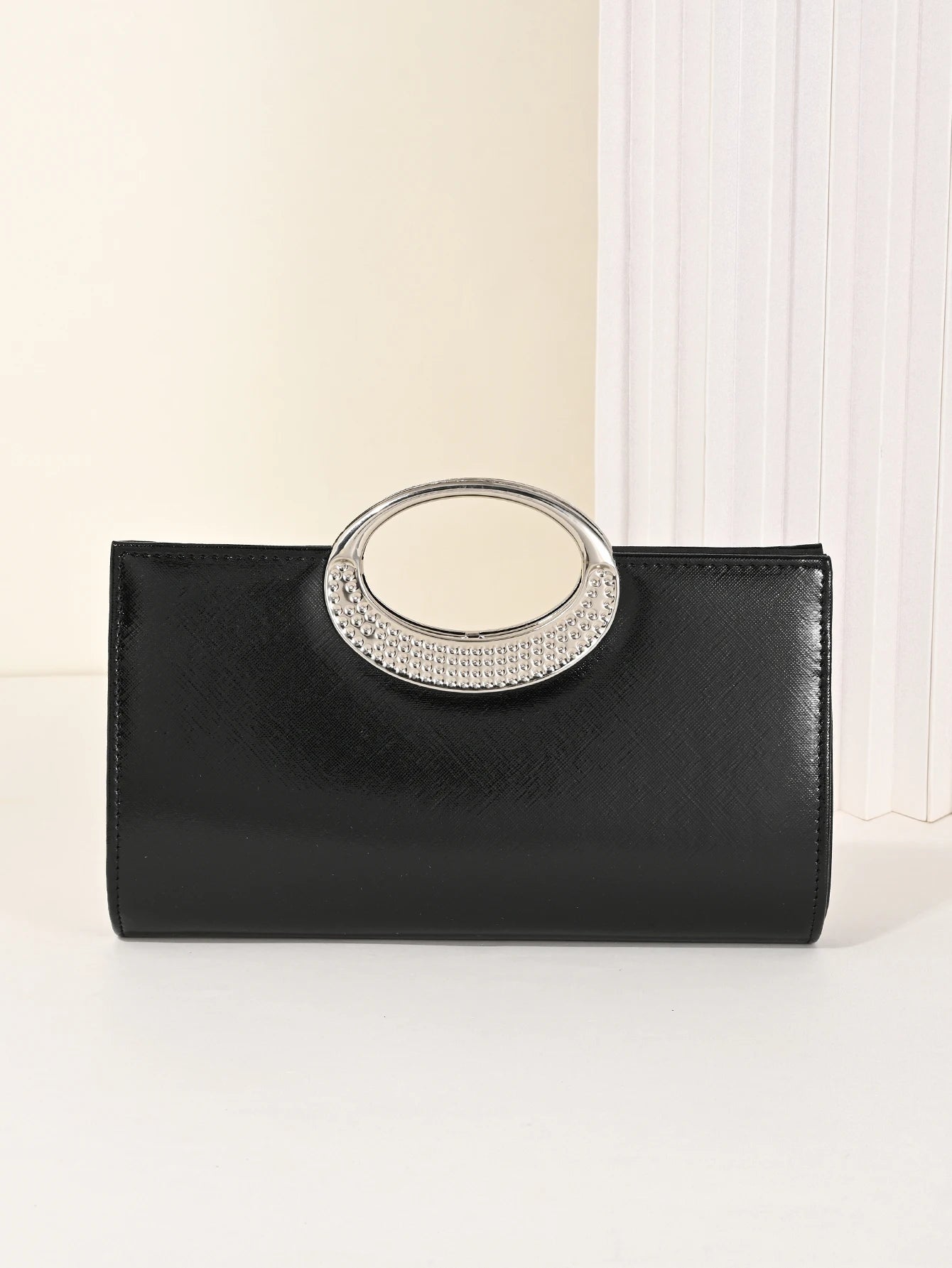 Women's Dinner Bag, European and American Retro Big Ring Clutch, Advanced Texture Diamond Flash Bridal Dinner Bag