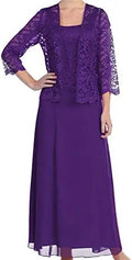 Mother of The Bride Dress Womens Lace Formal Gowns with Jacket Lace Chiffon Mother Bridal Party gown Vestidos