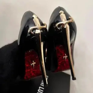 Pointed Toe Stiletto High Heels Female Royal Sister Light Mouth Patent Leather Sexy Celebrity Style Single Shoes
