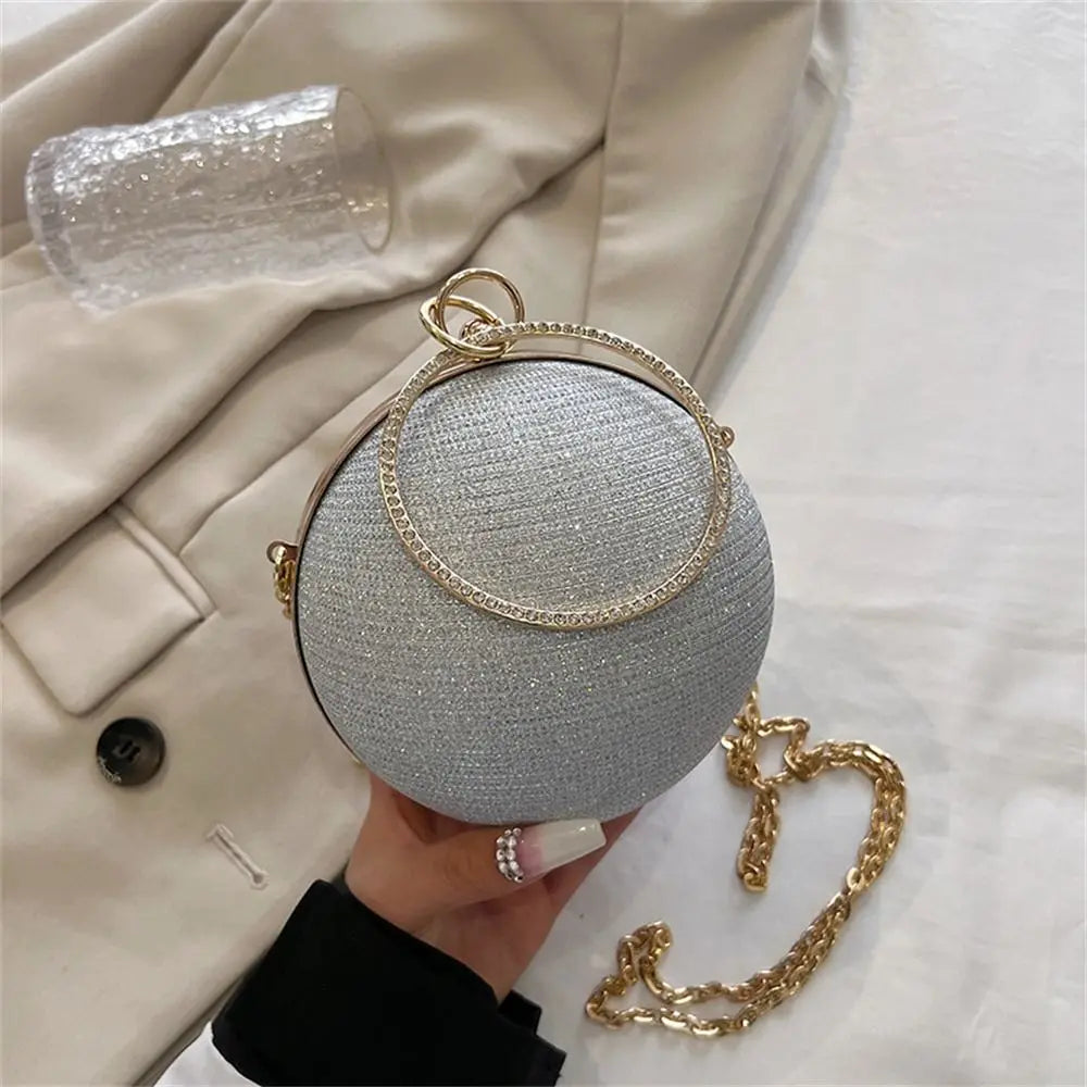 Circular Silk Rhinestone Banquet Clutch