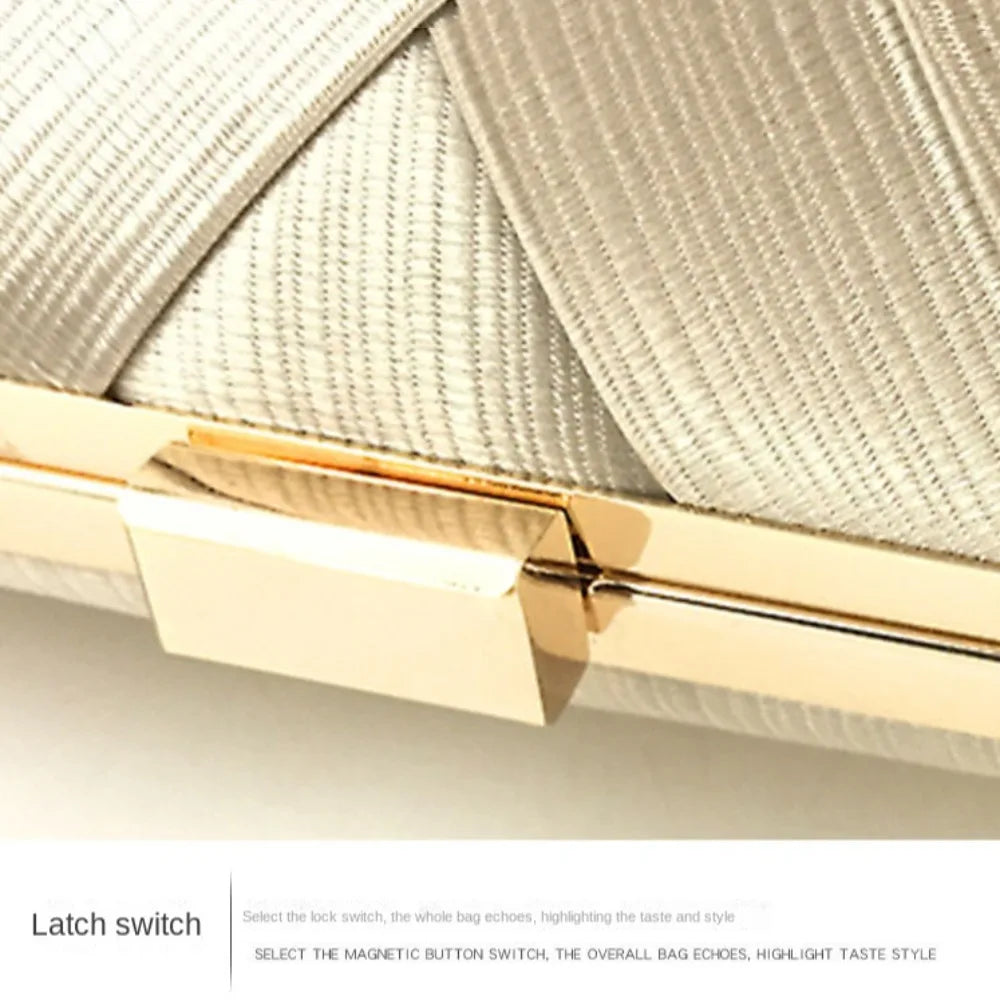 Casual Luxury Silk Fabric Dinner Handbag Tassel Chain Evening Banquet Bag Hand Hold Elegant Bridal Clutch Bag Outdoor