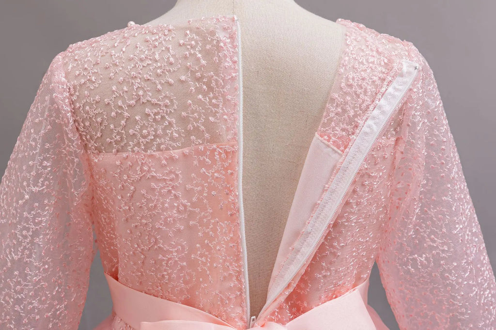Long-Sleeve Lace Flower Girl Dress