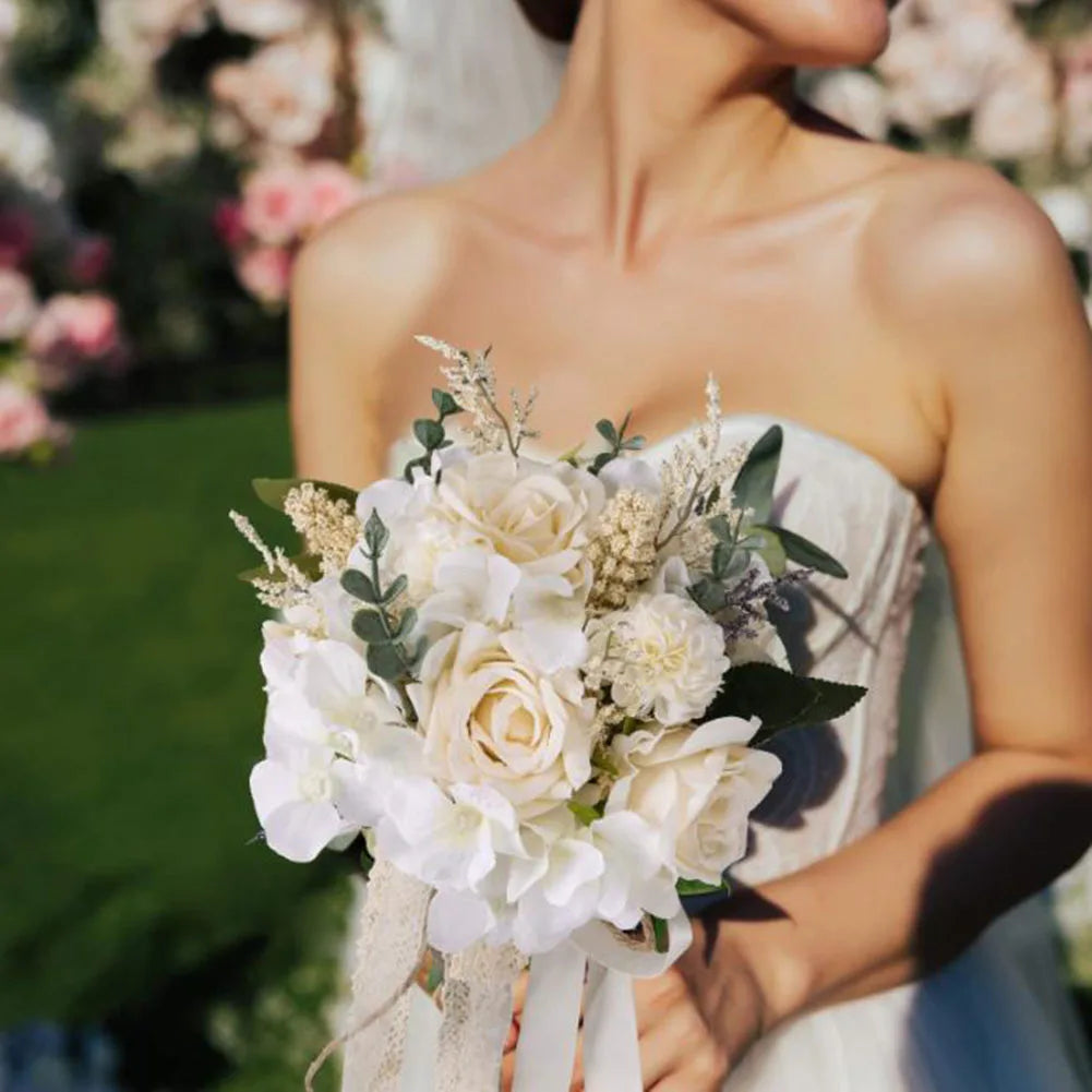 Wedding Decor 20.3*30cm Simulated Rose Bouquet Diy Wedding Floral Decorations Fake Bouquet Perfect For Weddings