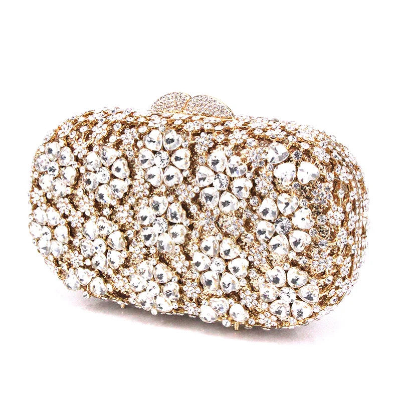 XIYUAN Women Muti-Colorful Luxury Designer Diamond Handbag Classic Flower Crystal Evening Bags Wedding Party Purse Bridal Clutch