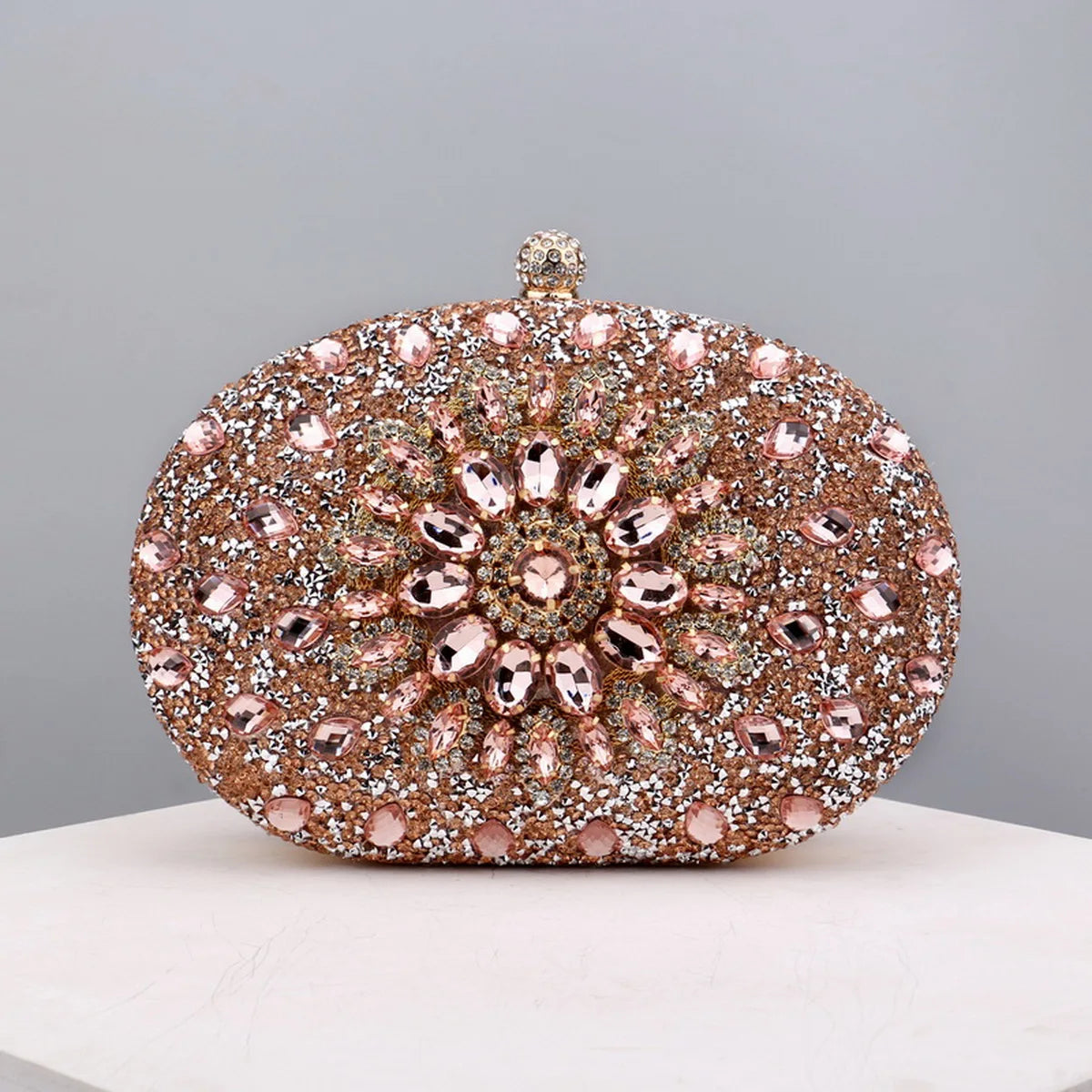 Flower Rhinestone Evening Clutch