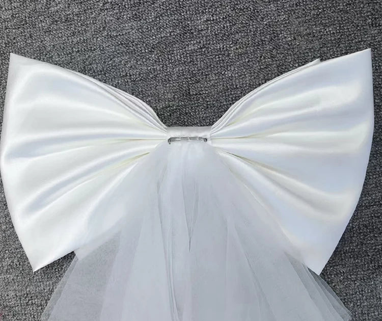 Detachable Satin & Tulle Bow Bridal Belt