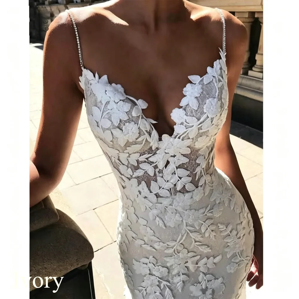 Boho Lace Backless Mermaid Wedding Dress
