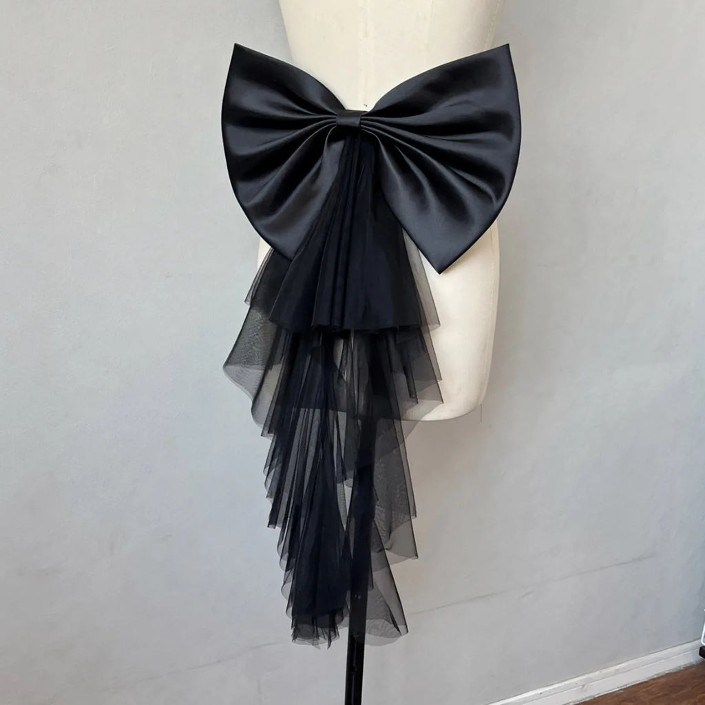 Detachable Satin & Tulle Bow Bridal Belt