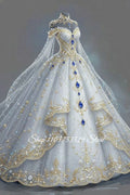 Crystal Applique Beaded A-Line Wedding Dress