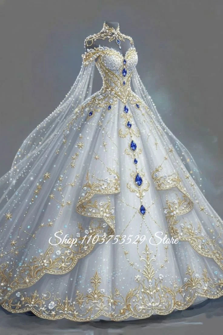 Crystal Applique Beaded A-Line Wedding Dress