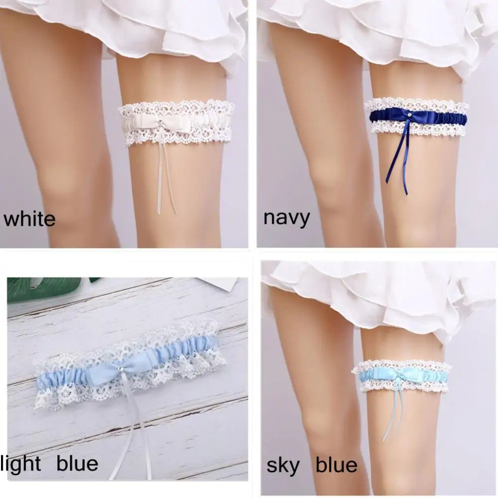 Women Girls Bridal Garter Wedding Accessories Bow Leg Loop Lace Garter Leg Ring
