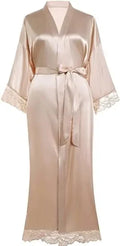 Bride Robe with Lace Sleeves White Boudoir Lace Bridal Robe Long Wedding Kimono Robe for Women Bridesmaid Dressing Gown
