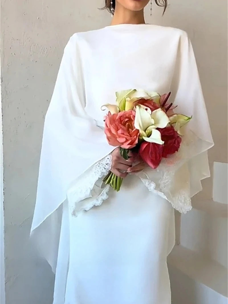 Arabic Wedding Dress O-Neck Customized Ivory  Appliques Muslim Long Sleeves Mermaid Bridal Gown Bride Party Dress