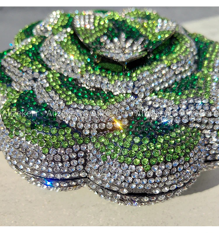 Rose-Shaped Crystal Bridal Clutch