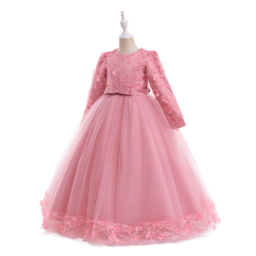Long-Sleeve Lace Junior Bridesmaid Dress