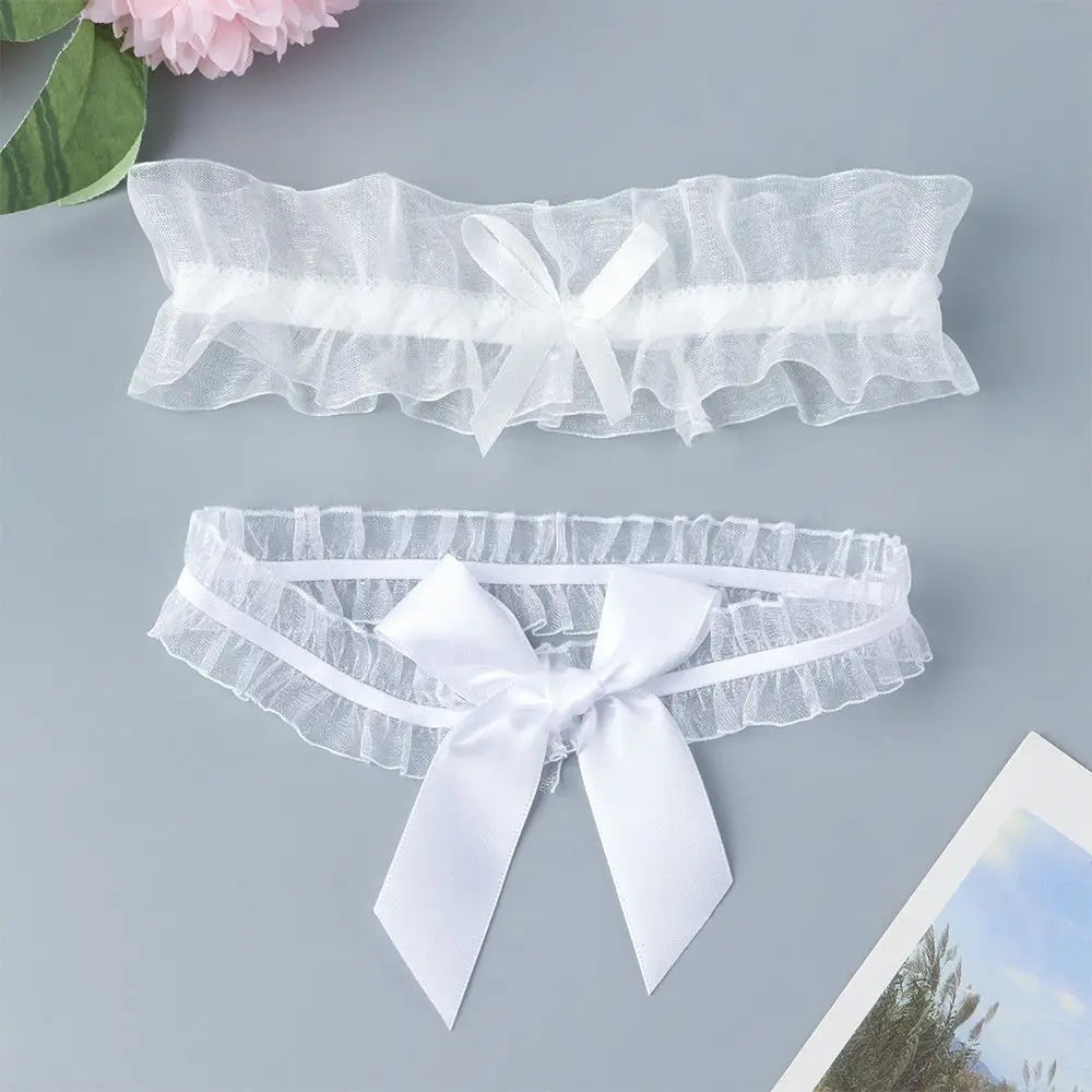 Fashion Lace Garter Thigh Ring Lingerie Wedding Garter Belt Bowknot Lace Elastic Leg Ring Bride Cosplay Party Accessories