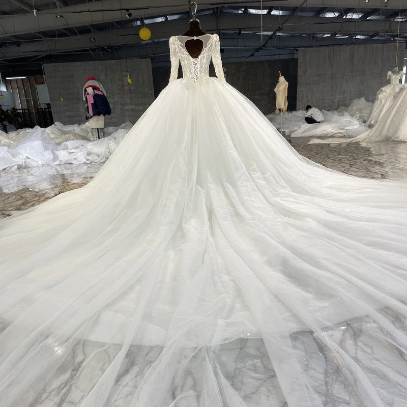 Beaded Crystal Square-Neck Organza Ball Gown Wedding Dress