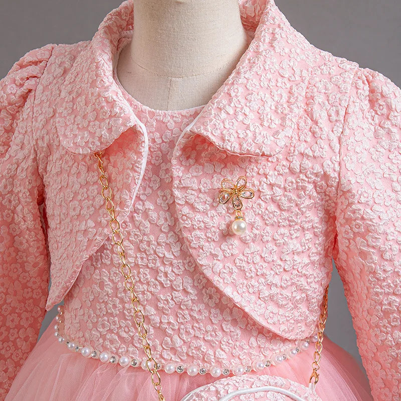 Long-Sleeve Flower Girl Dress Set