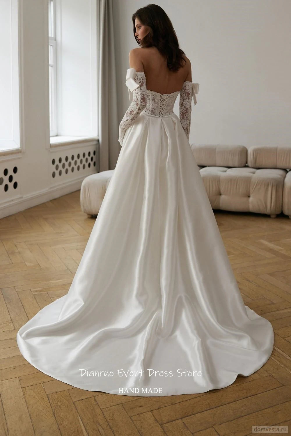 Dianruo Appliques Pearls Wedding Dresses Sweetheart Modern Robe De Mariée 2025 Lace A Line Maxi Vestido De Noiva Customized