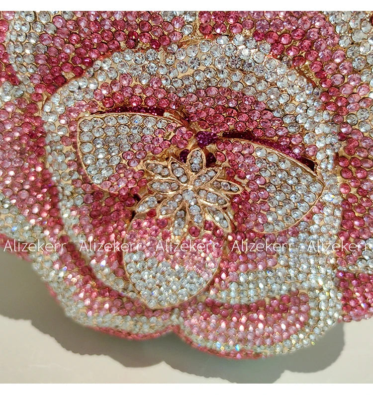 Rose-Shaped Crystal Bridal Clutch