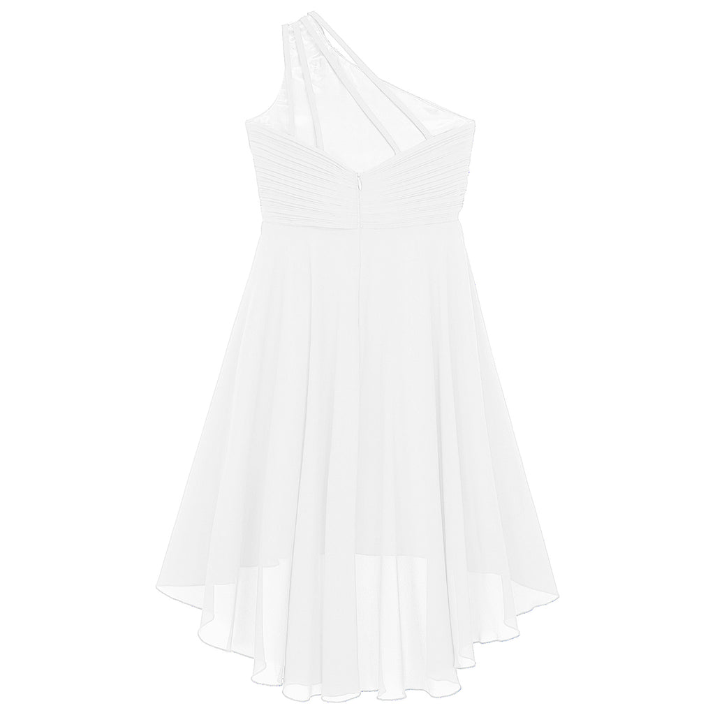 Kids Wedding Flower Girls Dress Shiny Beaded One Shoulder Chiffon Princess Dress Elegant Evening Pageant Birthday Party Gown
