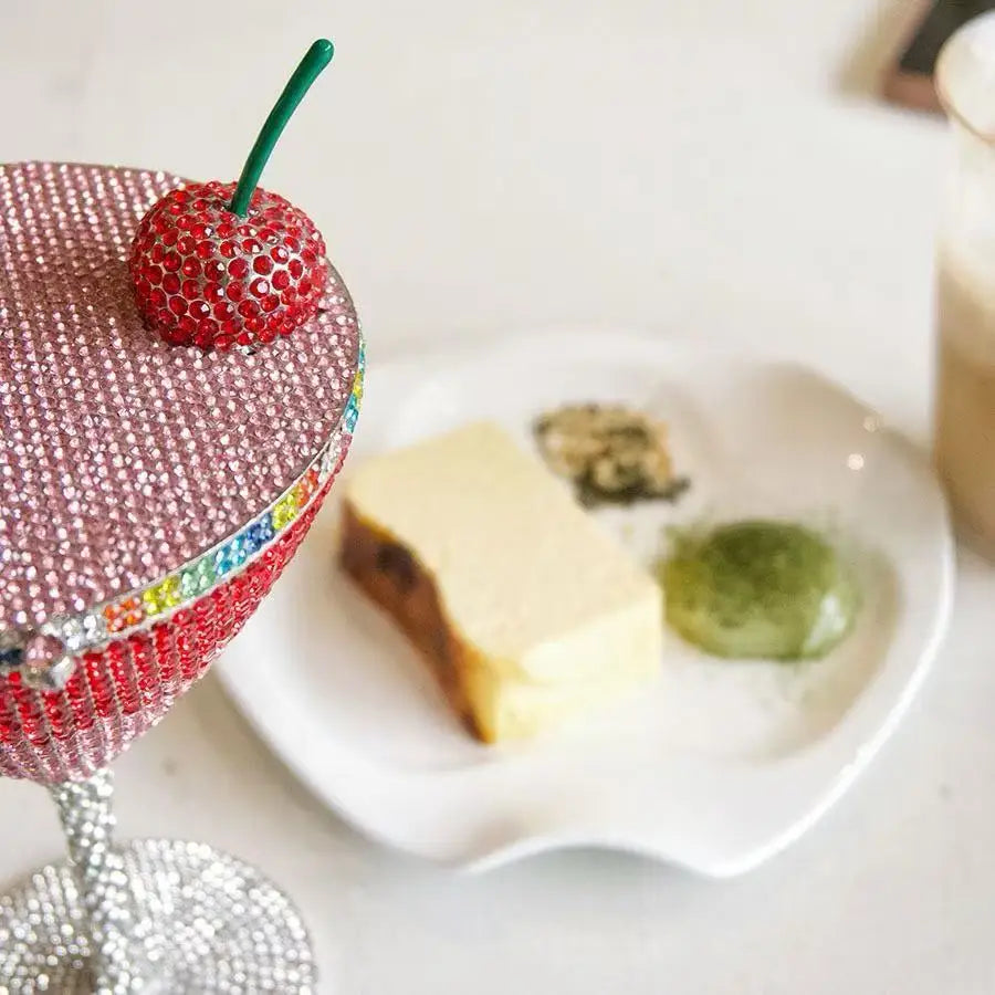 XIYUAN Cherry Martini Gold Rhinestone Evening Cocktail Party Handbag Women Luxury Bling Crystals Wedding Bridal Clutch Purses