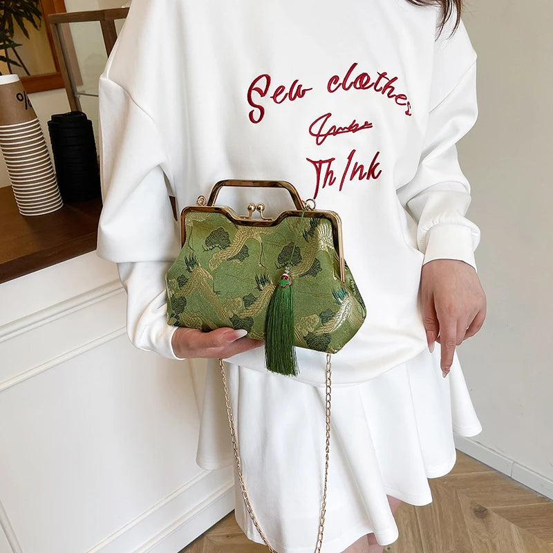Vintage Tassel Shoulder Clutch