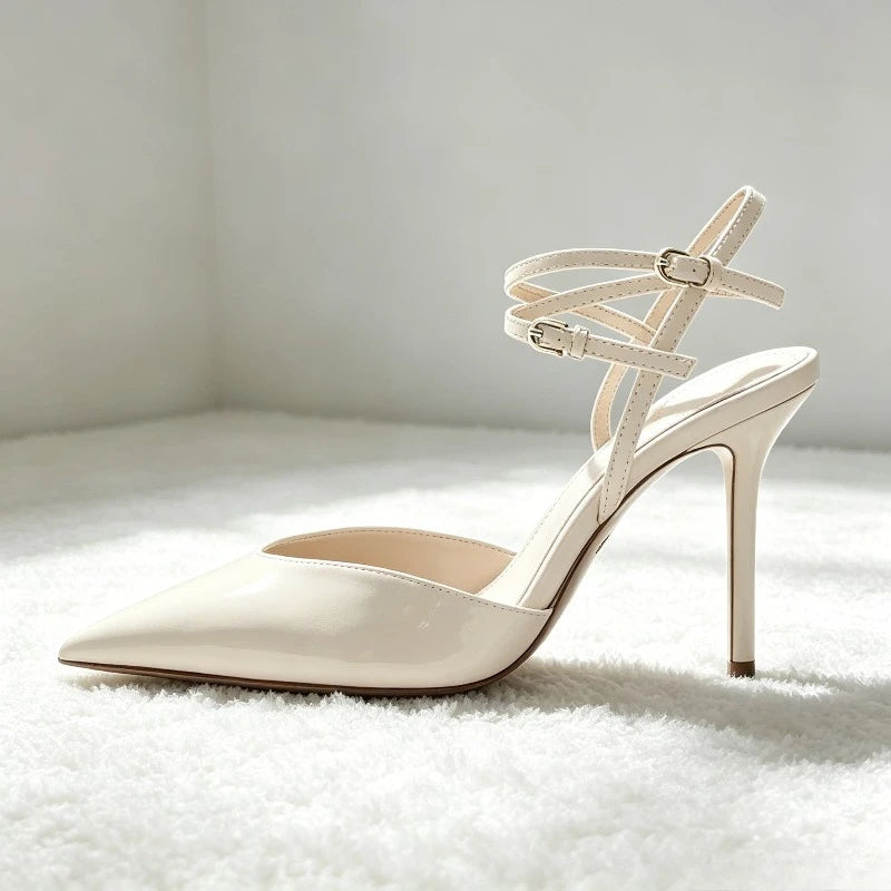 Luxury Designer Brand Heels For Women Sexy Pointed Toe Naked Strap Design Heeled Sandals Elegant Wedding Bridal Shoe Party Shoes