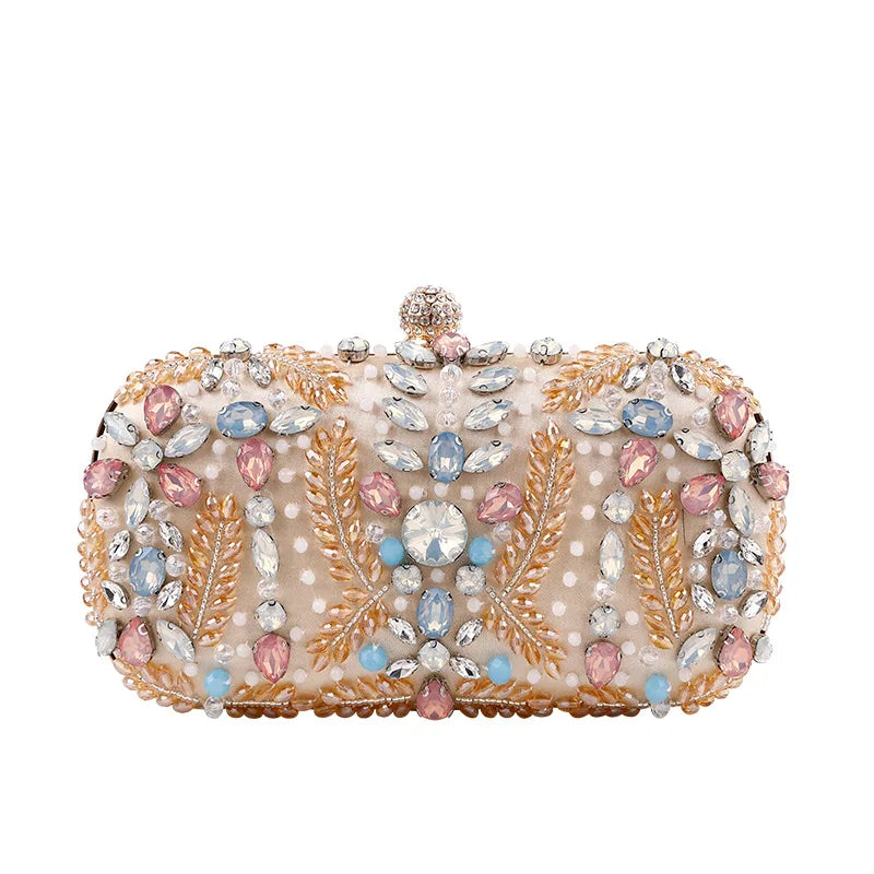 Women's Bridal Clutch Evening Bag Crystal Handbag with Chain Shoulder Strap for Party Wedding Female Fashion Accessory