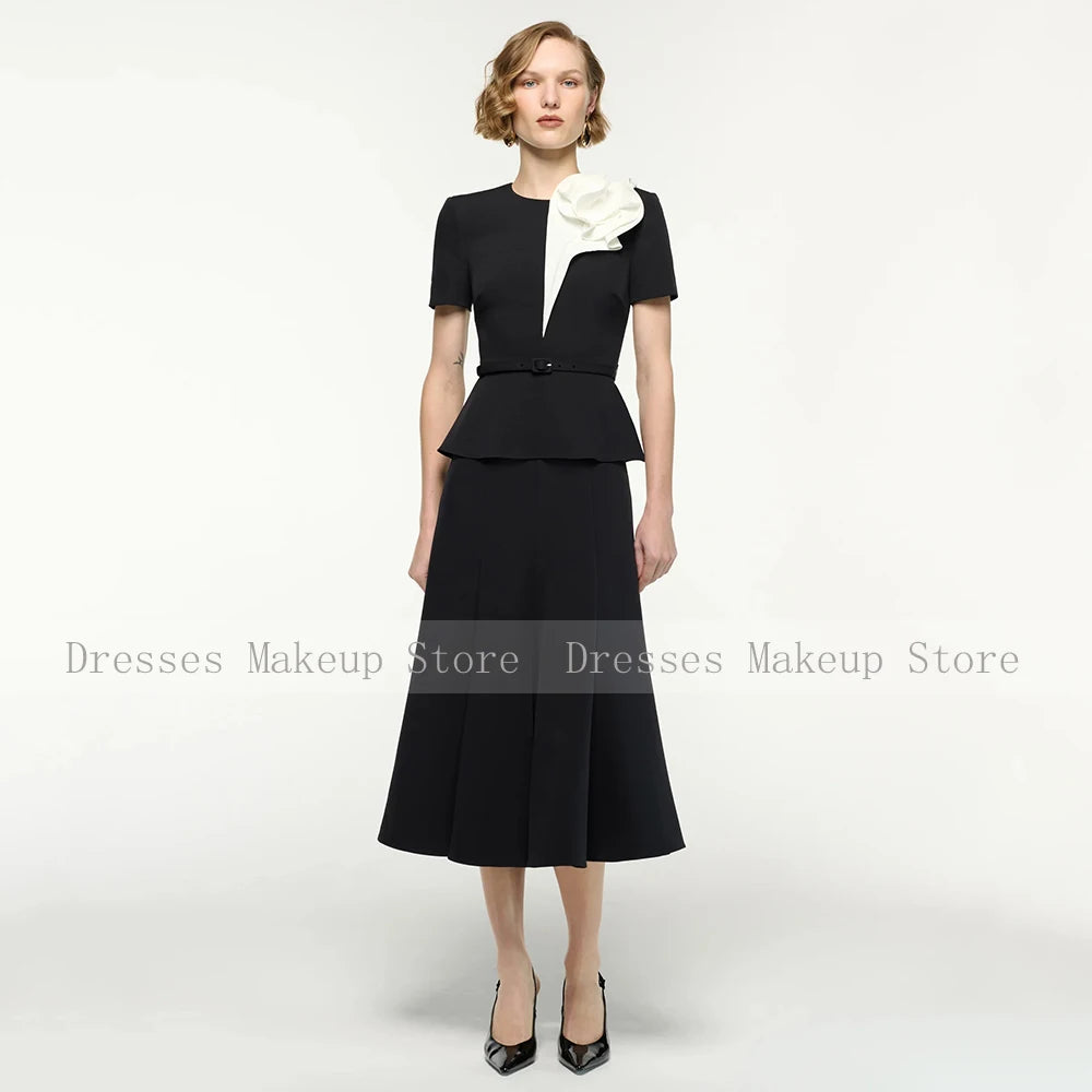 Customized Wedding Guest Dress 2 Pieces Short Sleeves Modern Mother of the Bride Dresses Mermaid Midi Women's Cocktail Gowns