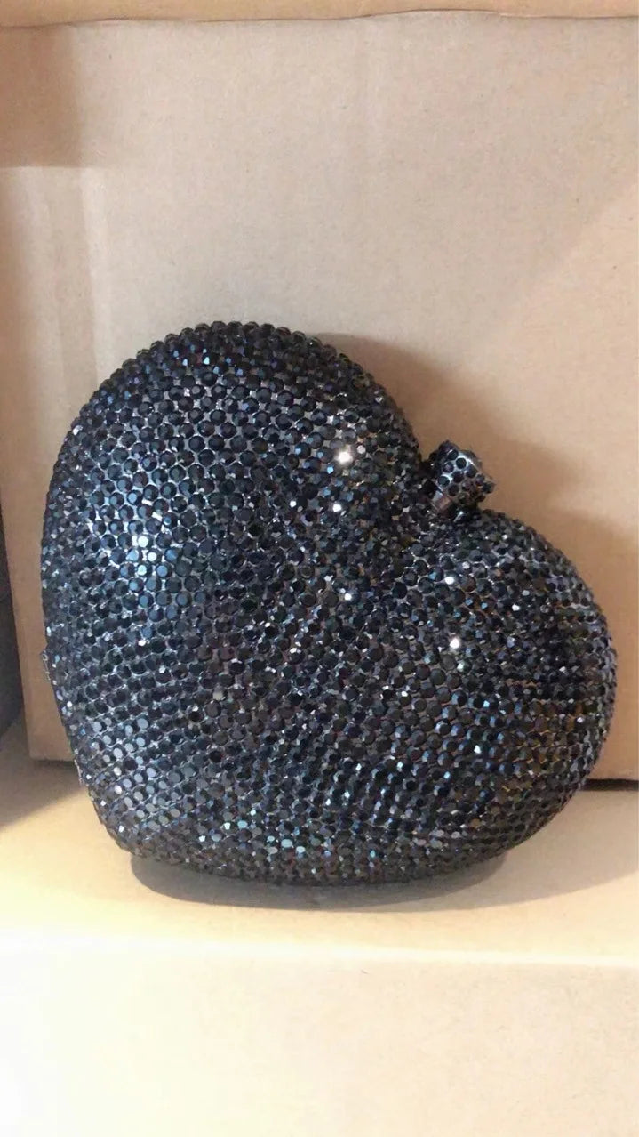 Heart-Shaped Crystal Evening Clutch