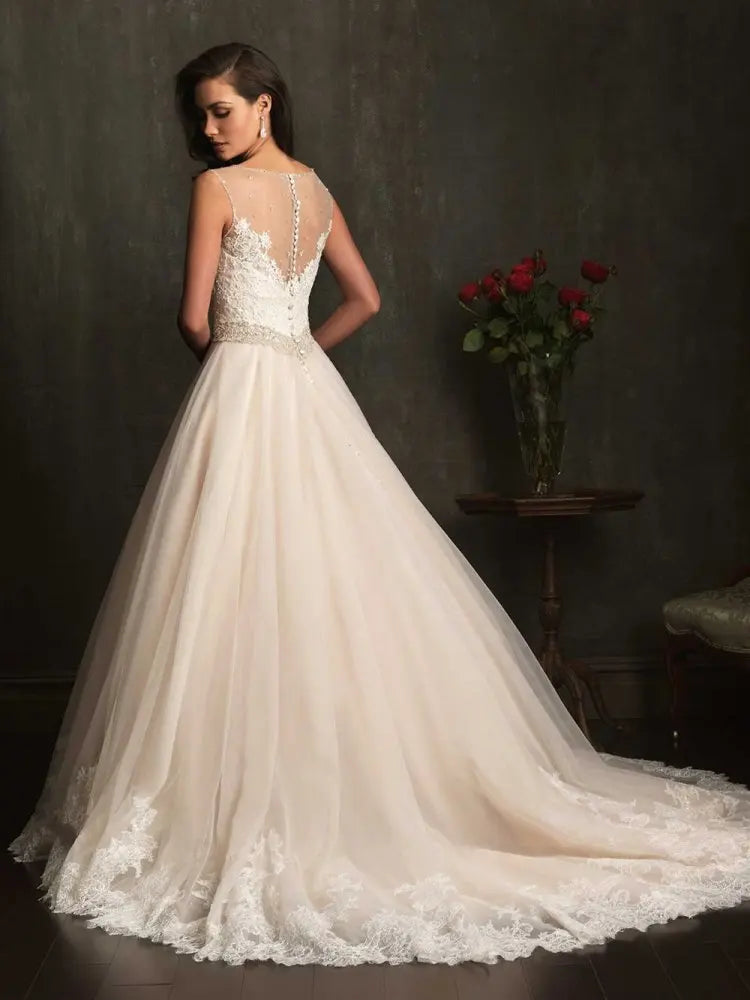 New Vestidos de Novia Vintage Ball Gown Tulle Wedding Dress 2020 Princess Quality Lace Wedding Bride Dress