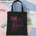 Bridal Shower Team Bride Canvas Tote Bag Bachelorette Hen Party Large Capacity Shoulder Shopping Bags Wedding Bridesmaid Handbag