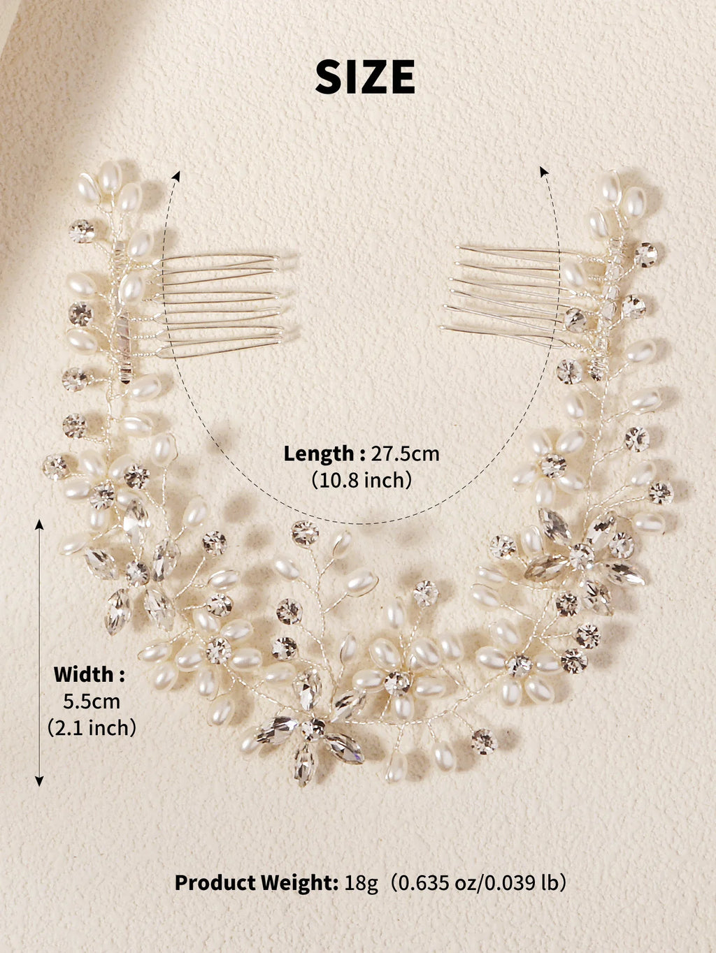 Floral Pearl and Rhinestone Bridal Hair Vine