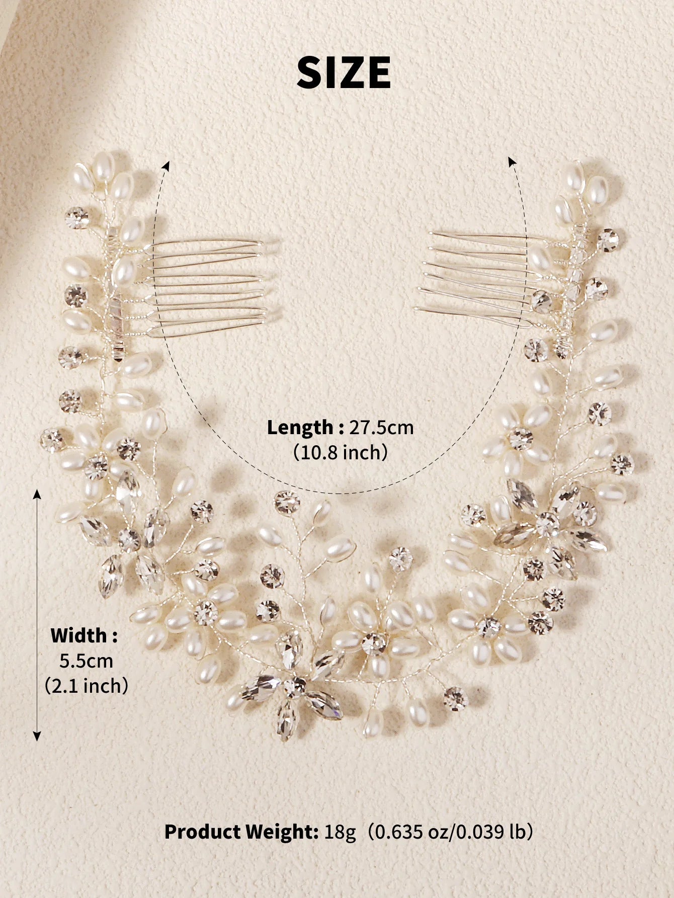 Floral Pearl and Rhinestone Bridal Hair Vine