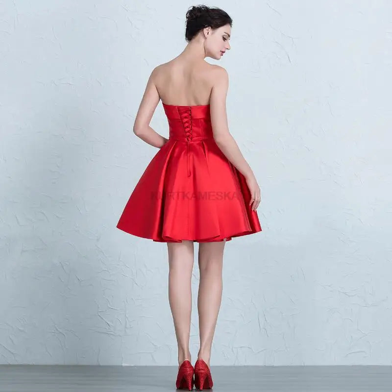 Strapless Satin Bow-Back Mini Dress