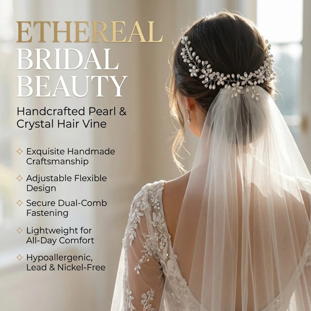 Floral Pearl and Rhinestone Bridal Hair Vine