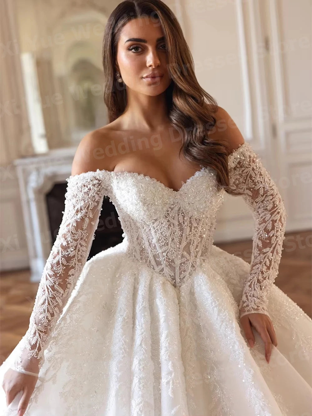 Exquisite A Line Women's Off The Shoulder Wedding Dresses Vestido De Novia Lace Appliques Bride Gowns Customized Robe De Mariée