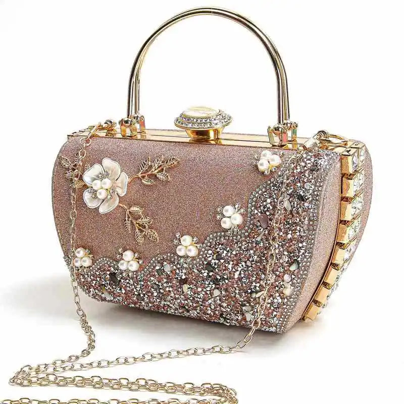 2024 New Arrival Flower Crystal Wedding Bridal Clutch Purse Luxury Designer Women's Dinner Party Cocktail Handbags Diamond Bags