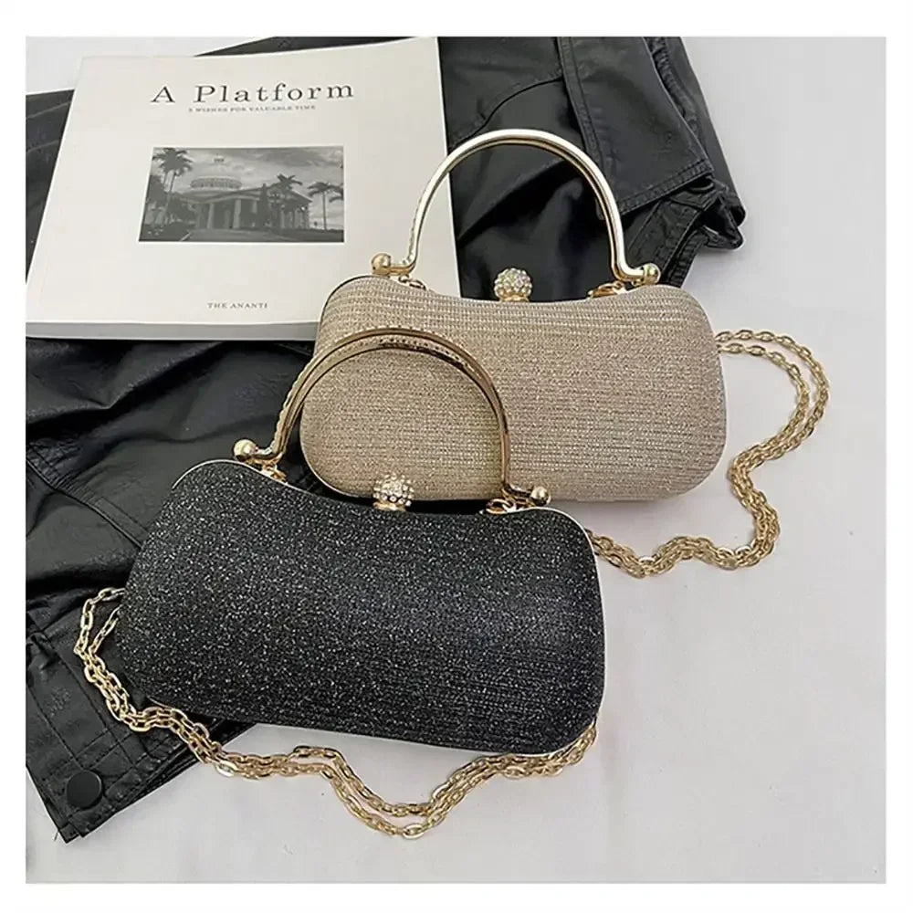 Wedding Bridal Beaded Women Evening Bag Dinner Bag Chain Shoulder Handbags Elegant Rhinestones Clutch Egg Shape Evening Bag