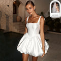 Eightree 2025 Simple Mini Wedding Dresses White Sleeveless Short Satin Bow Wedding Gowns Boho Beach Bridal Prom Dress Customized