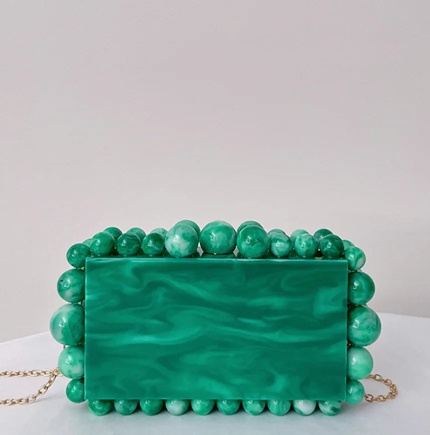 Leopard Beads Acrylic Box Evening Clutch Bag 2023 Women Designer Luxury Sequin Purses And Handbags Wedding Party Purse Clutches