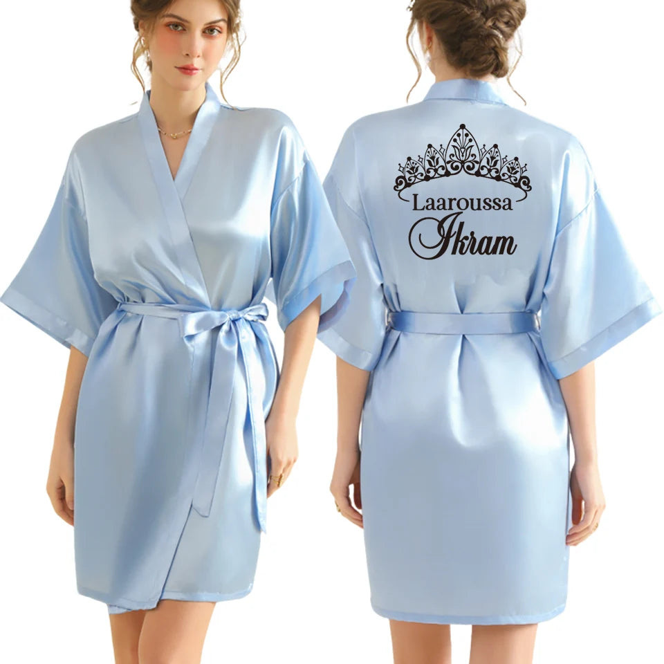 Personalized Text Logo Wedding Bathrobe Bridal Robe Bride Bridesmaid Wedding Robes Woman Bachelorette Hen Party