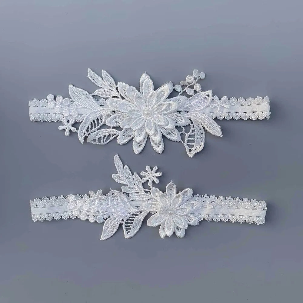 Floral Embroidered Lace Bridal Garter