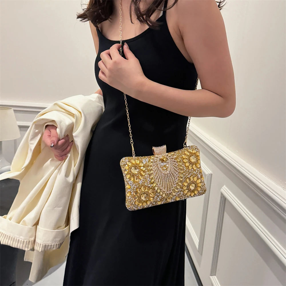 Rhinestone Gemstone Crossbody Clutch