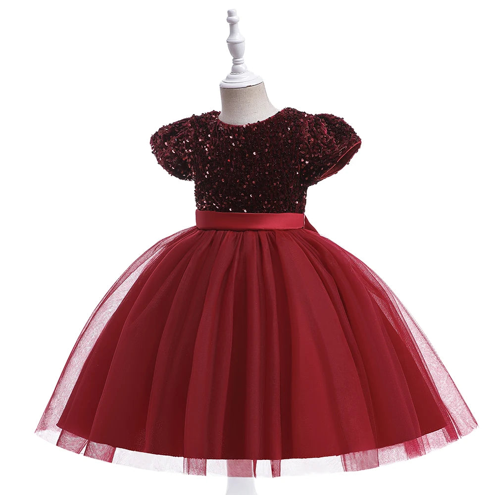 Sequin Bow Party Dress for Girls