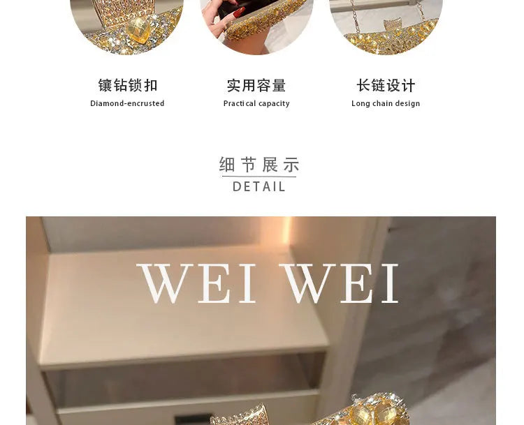 Choice Rhinestone Beaded Clutch Evening Bag Women Wedding Party Purse Evening Banquet Bag European Exquisite Bridal Purse para