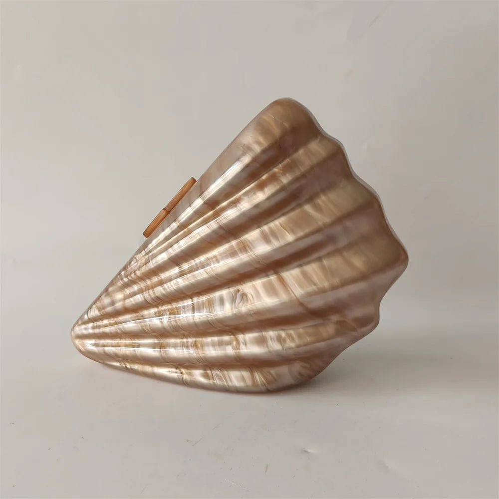 Shell Marble Pearl Box Clutch