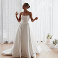 Pleated Satin A-Line Princess Wedding Dress with Side Slit