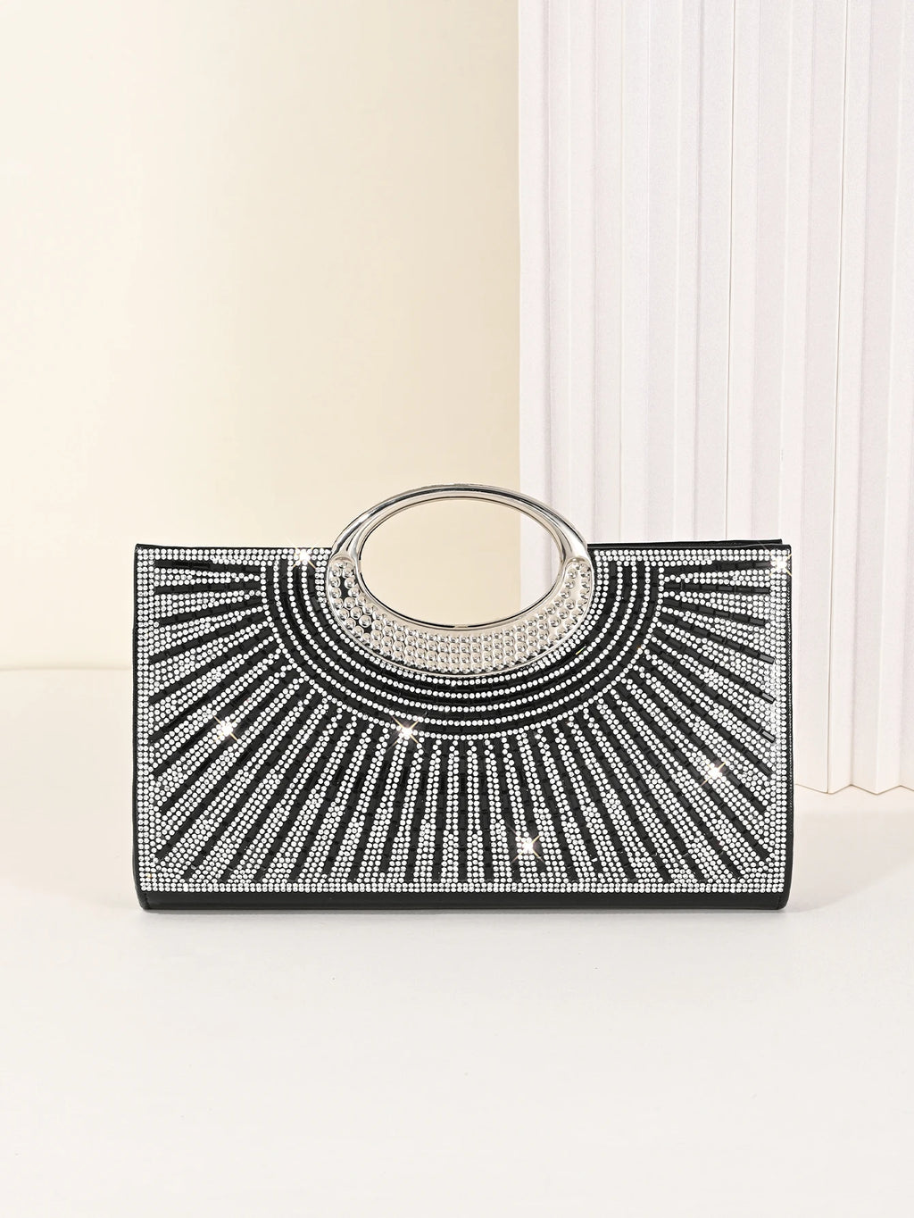 Women's Dinner Bag, European and American Retro Big Ring Clutch, Advanced Texture Diamond Flash Bridal Dinner Bag